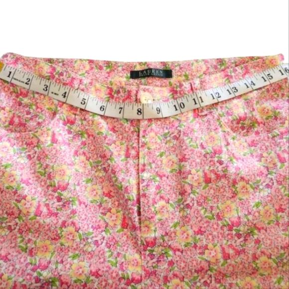 RALPH lauren Spring Pink And Yellow floral straight leg pants Size 10 - Picture 4 of 7